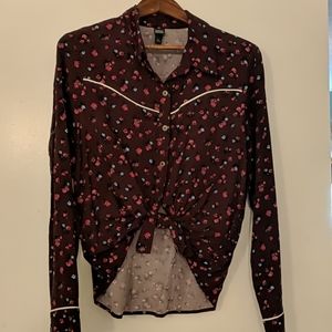 Button down crop top shirt